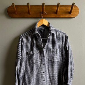 Madewell XS Sunday Flannel Blue and White Striped with Pockets